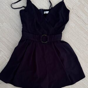 Chicwish Navy Blue Sleeveless Belted Romper